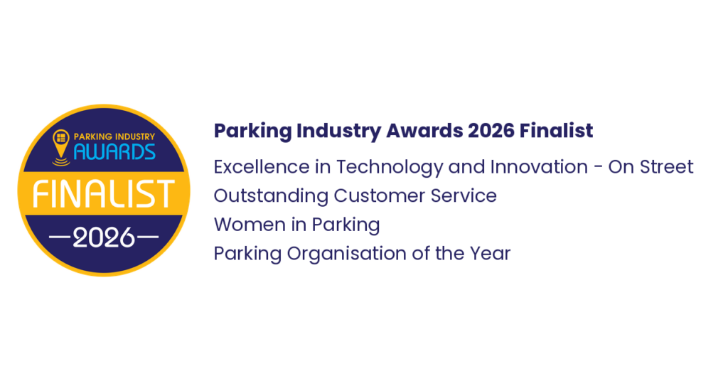 Parking Industry Awards 2026 Finalist badge listing Duncan Solutions’ four categories: Excellence in Technology and Innovation – On Street, Outstanding Customer Service, Women in Parking, and Parking Organisation of the Year